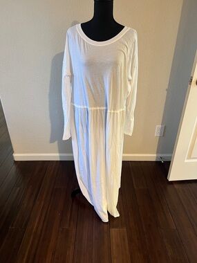 Free People White Long Sleeve Tiered Maxi Dress